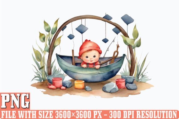 Download Watercolor Fishing Baby Clipart Sublimat - Premium Resources