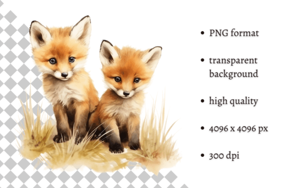 Download Watercolor Woodland Baby Foxes Clipart - Baby fox Collection