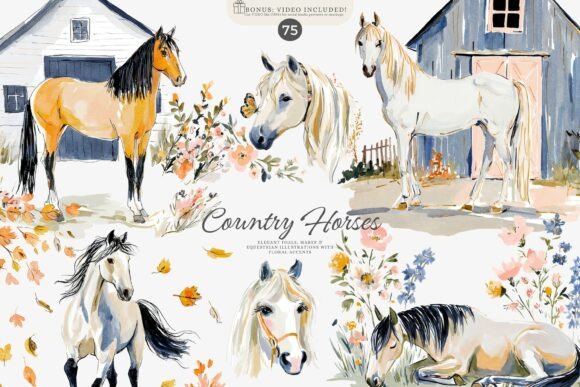 Download Horse Clipart, Country Horses Set - Horse Collection