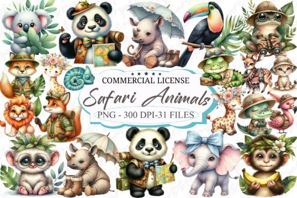 Download Safari Watercolor Jungle Animals Clipart - Jungle animals clipart Collection