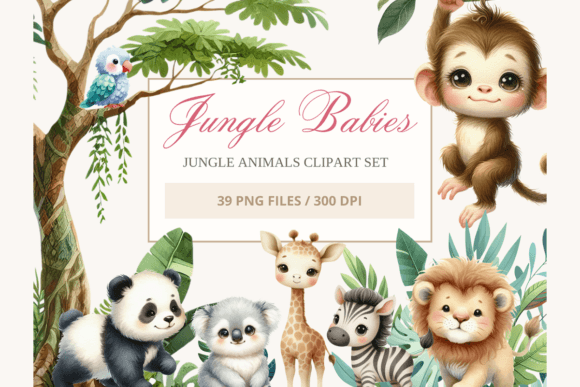 Download Baby Jungle Animals Clipart Watercolor - Jungle animals clipart Collection