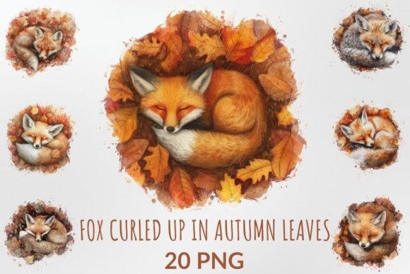Download Baby Fox Curled Up in Autumn Leaves - Baby fox Collection