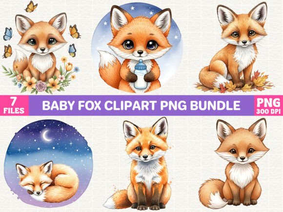 Download Baby Fox Clipart PNG Bundle - Baby fox Collection