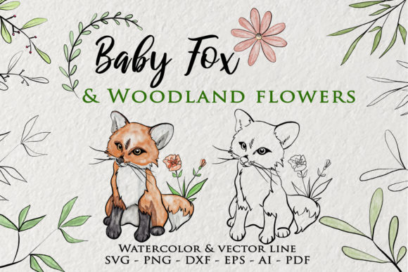 Download Baby Fox Clipart Woodland Flower - Baby fox Collection