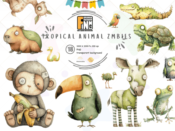 Download Zombie Jungle Animals PNG Clipart Set - Jungle animals png Collection