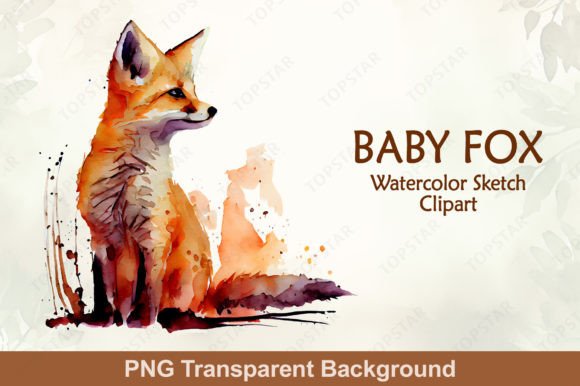 Download Baby Fox Watercolor Clipart PNG - Baby fox Collection