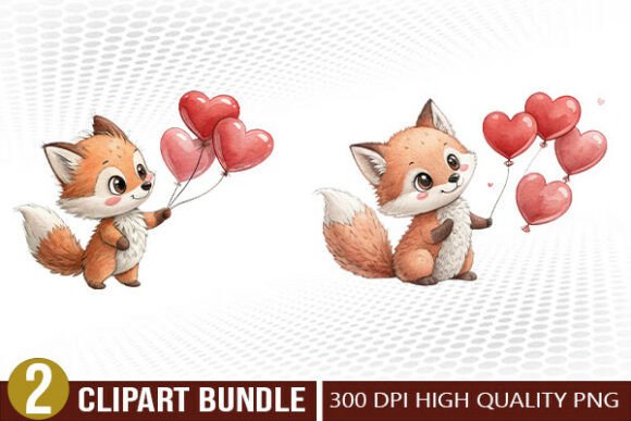 Download Valentine Baby Fox PNG Clipart Bundle - Baby fox Collection