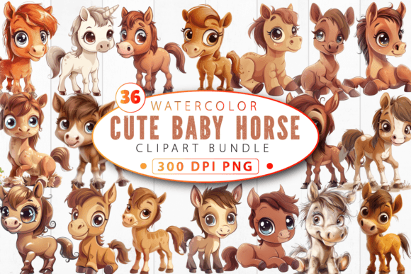 Download Cute Baby Horse Nursery Animal Clipart - Horse Collection