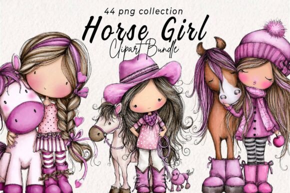 Download Horse Girl Watercolor Clipart - Horse Collection