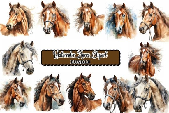 Download Watercolor Horse Clipart Bundle - Horse Collection