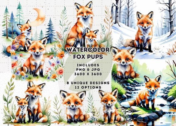Download Watercolor Cute Baby Fox Clipart - Baby fox Collection