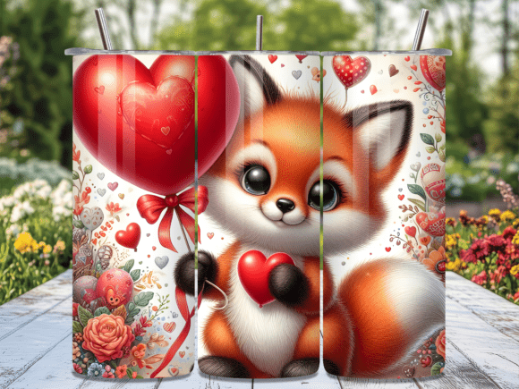 Download Baby Fox Heart Valentine Tumbler Wrap - Baby fox Collection